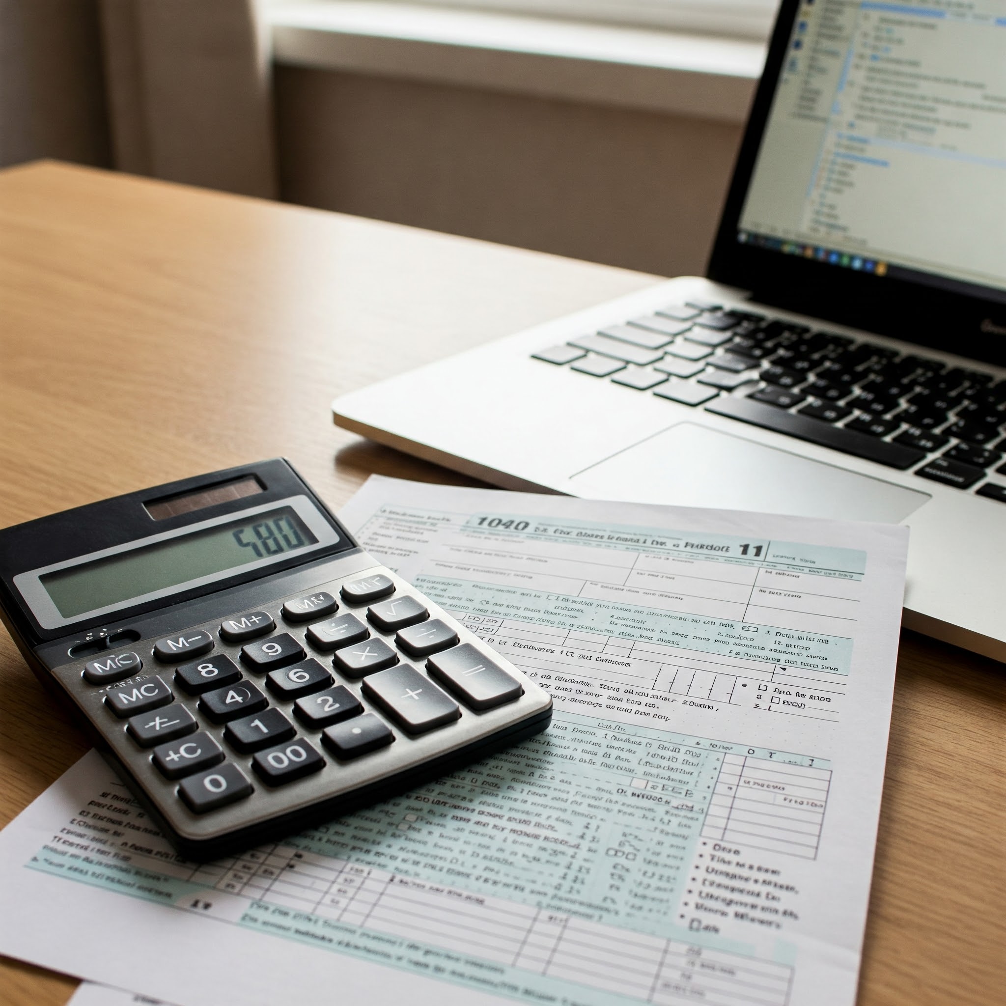 Tax documents and calculator